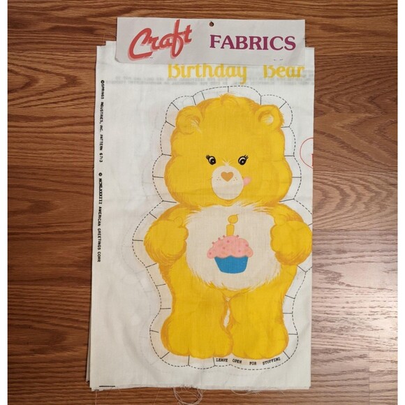 VTG Care Bear Tenderheart Birthday Bear Plush Cut Sew Panels Fabric Deadstock - Picture 2 of 5